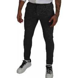 Gray Chevron Viscose Skinny Pants