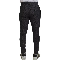Gray Chevron Viscose Skinny Pants