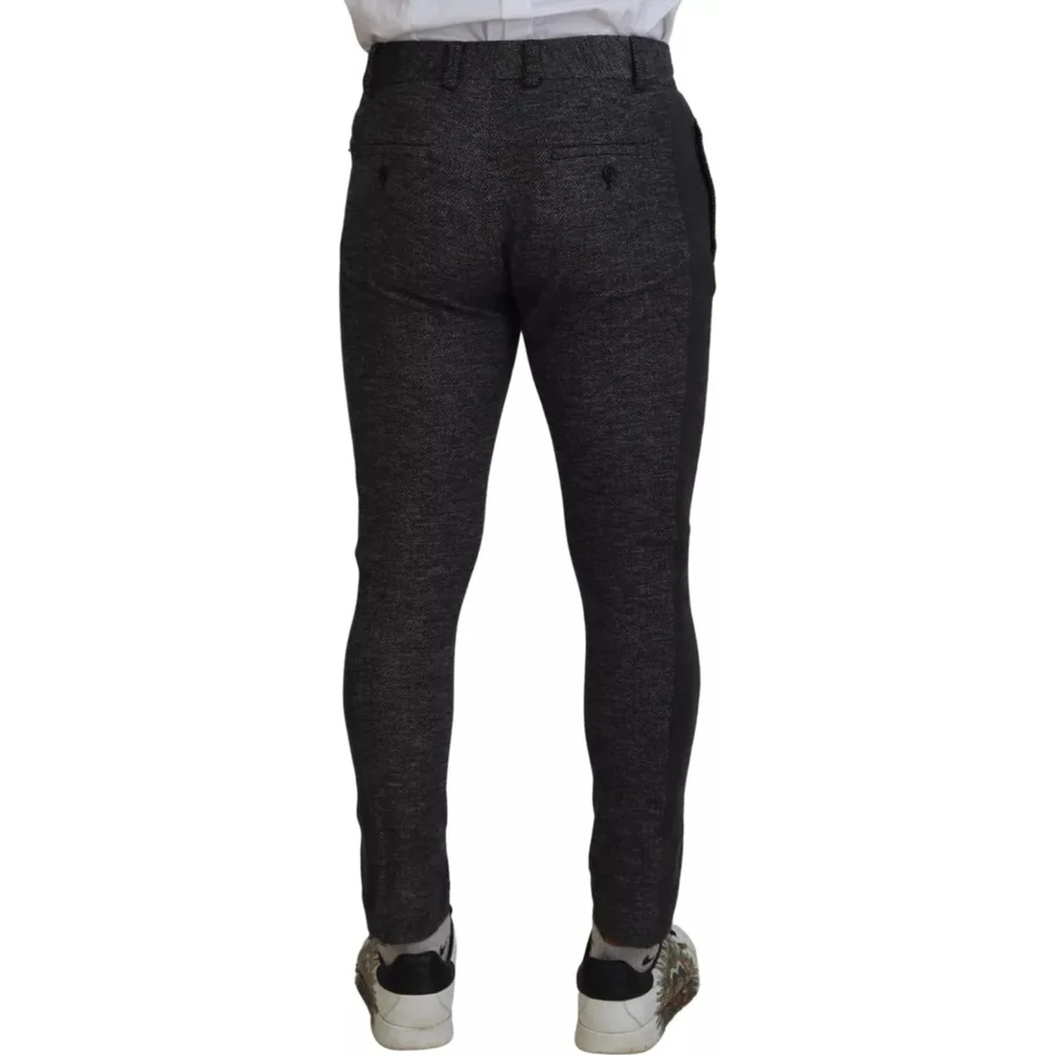 Gray Chevron Viscose Skinny Pants