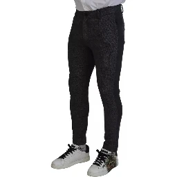 Gray Chevron Viscose Skinny Pants