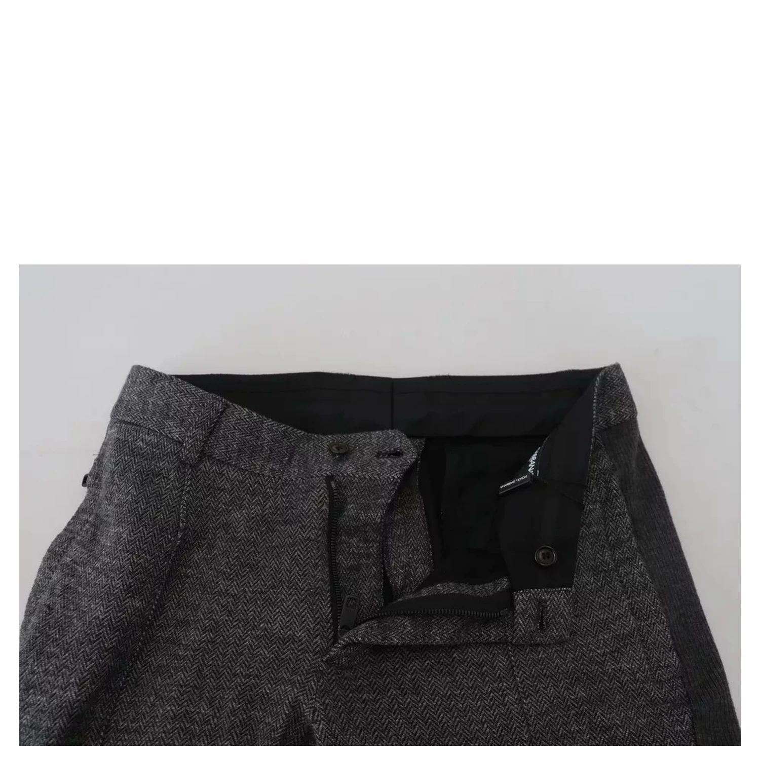 Gray Chevron Viscose Skinny Pants