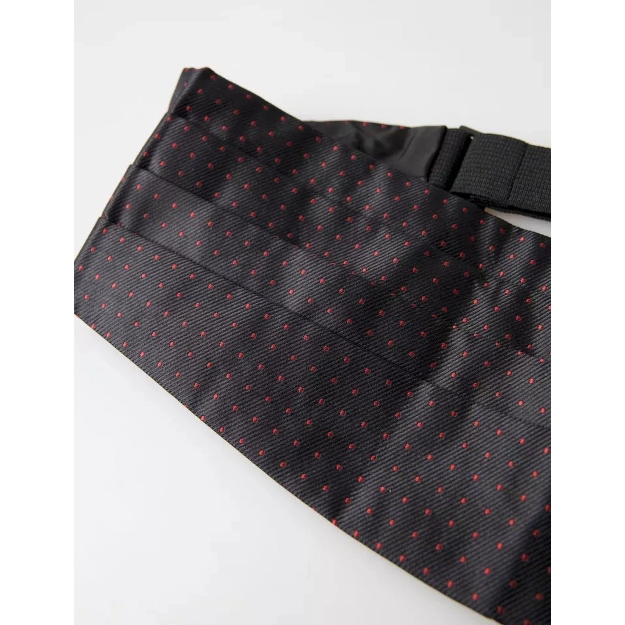 Black Silk Dotted Waist Tuxedo Belt Cummerbund