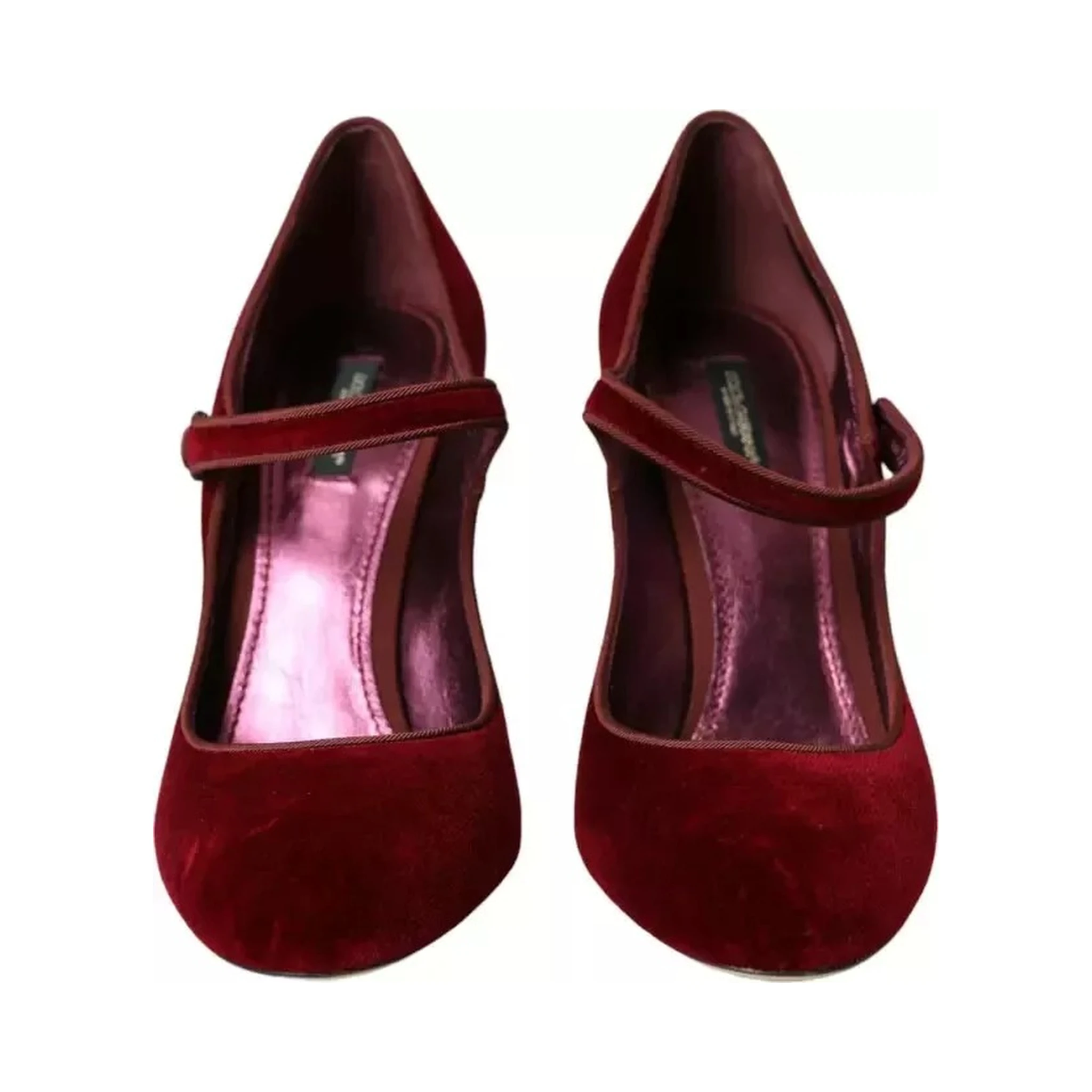 Red Velvet Gold Crystals Heels Mary Janes Shoes