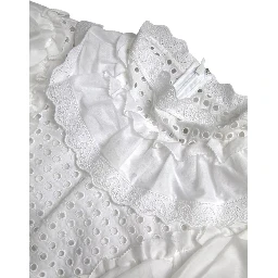 White Cotton Lace Trim Turtle Neck Blouse