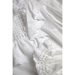 White Cotton Lace Trim Turtle Neck Blouse