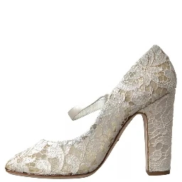 White Lace Crystals Heels Sandals Shoes