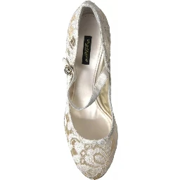 White Lace Crystals Heels Sandals Shoes
