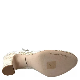 White Lace Crystals Heels Sandals Shoes