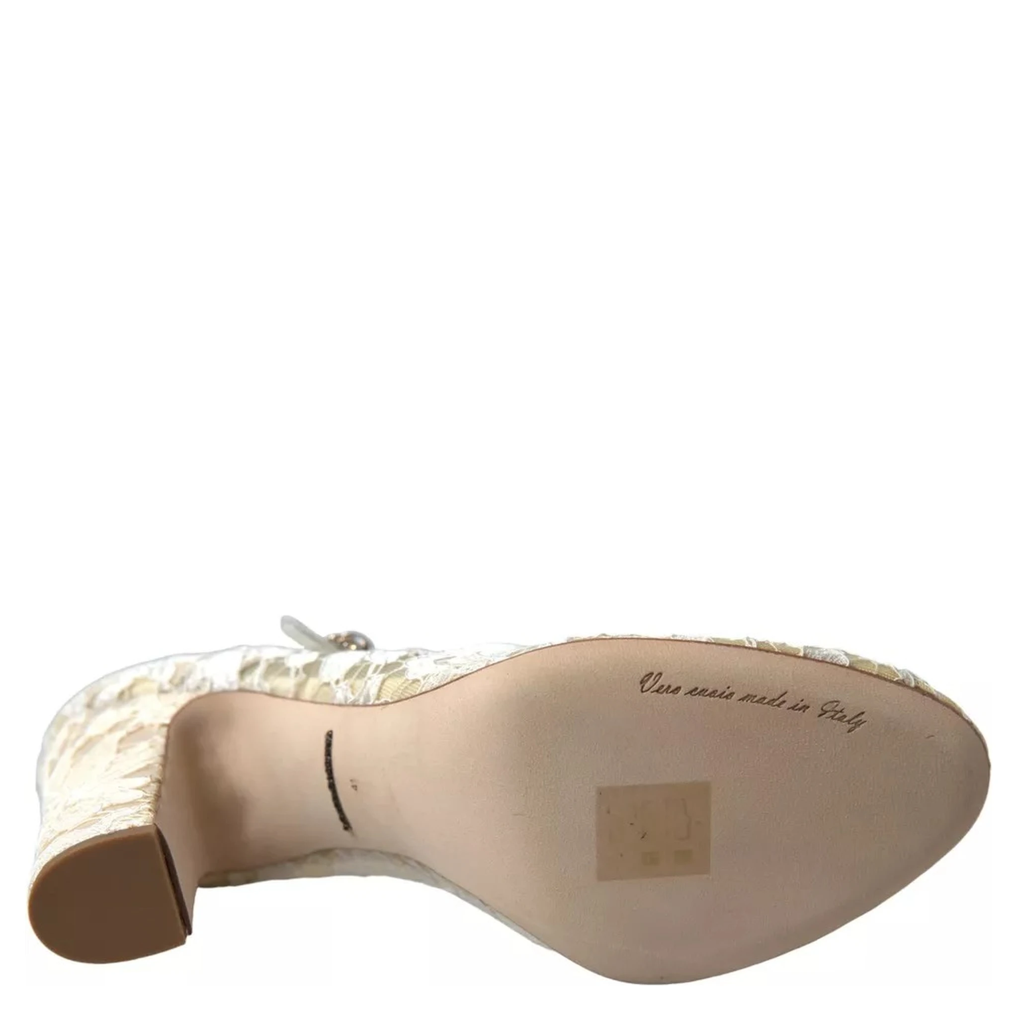 White Lace Crystals Heels Sandals Shoes