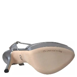 Silver Leather Platform Heels Sandals Shoes