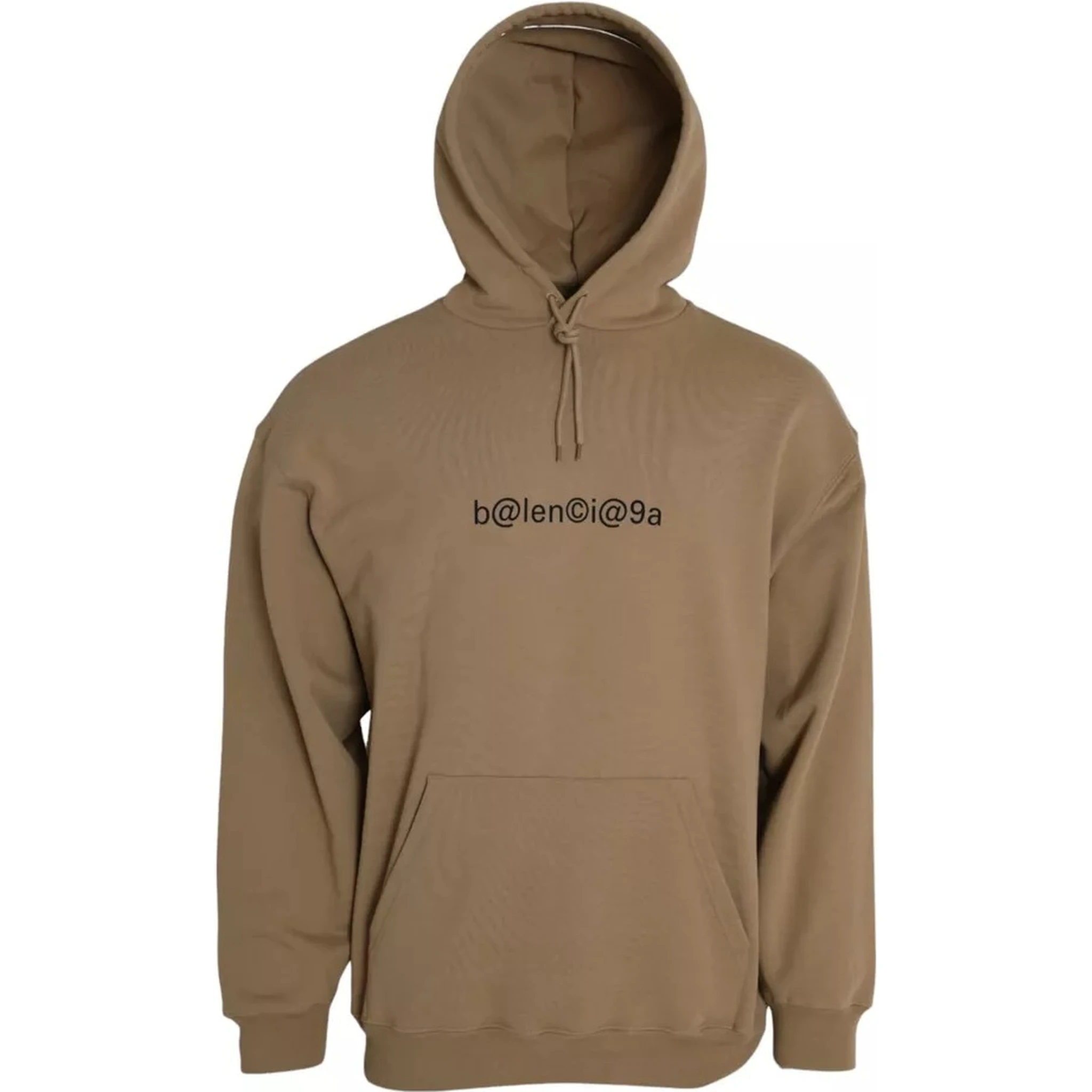 Brown Cotton Symbolic Molleton Bouclette Hooded Sweater