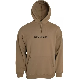 Brown Cotton Symbolic Molleton Bouclette Hooded Sweater