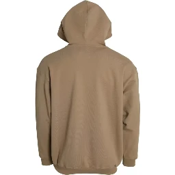 Brown Cotton Symbolic Molleton Bouclette Hooded Sweater
