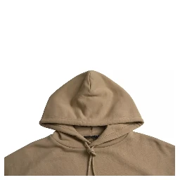 Brown Cotton Symbolic Molleton Bouclette Hooded Sweater