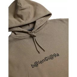 Brown Cotton Symbolic Molleton Bouclette Hooded Sweater