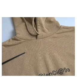 Brown Cotton Symbolic Molleton Bouclette Hooded Sweater