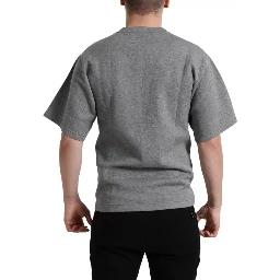 Gray Cotton Embellished Crew Neck  T-shirt