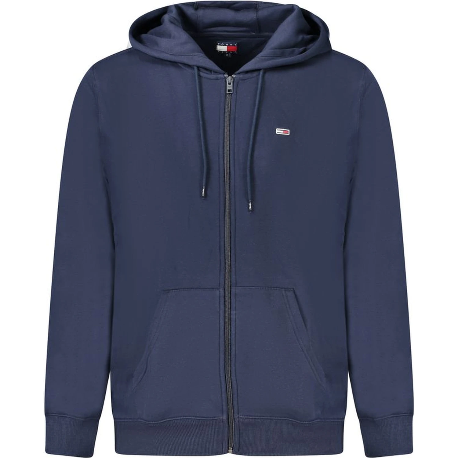 Full-zip hooded sweatshirt.