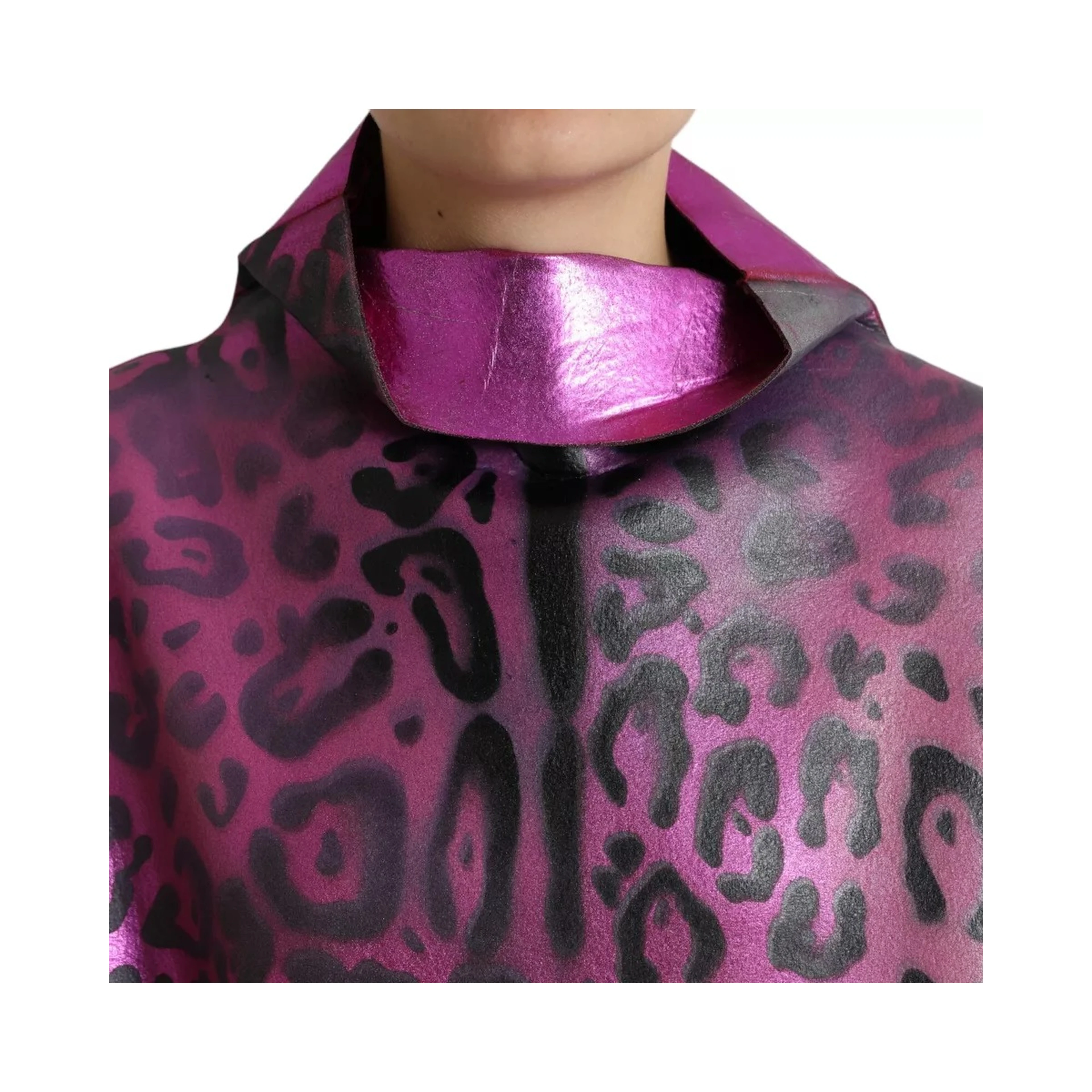 Pink Leopard Print Polyester Shift Midi Dress