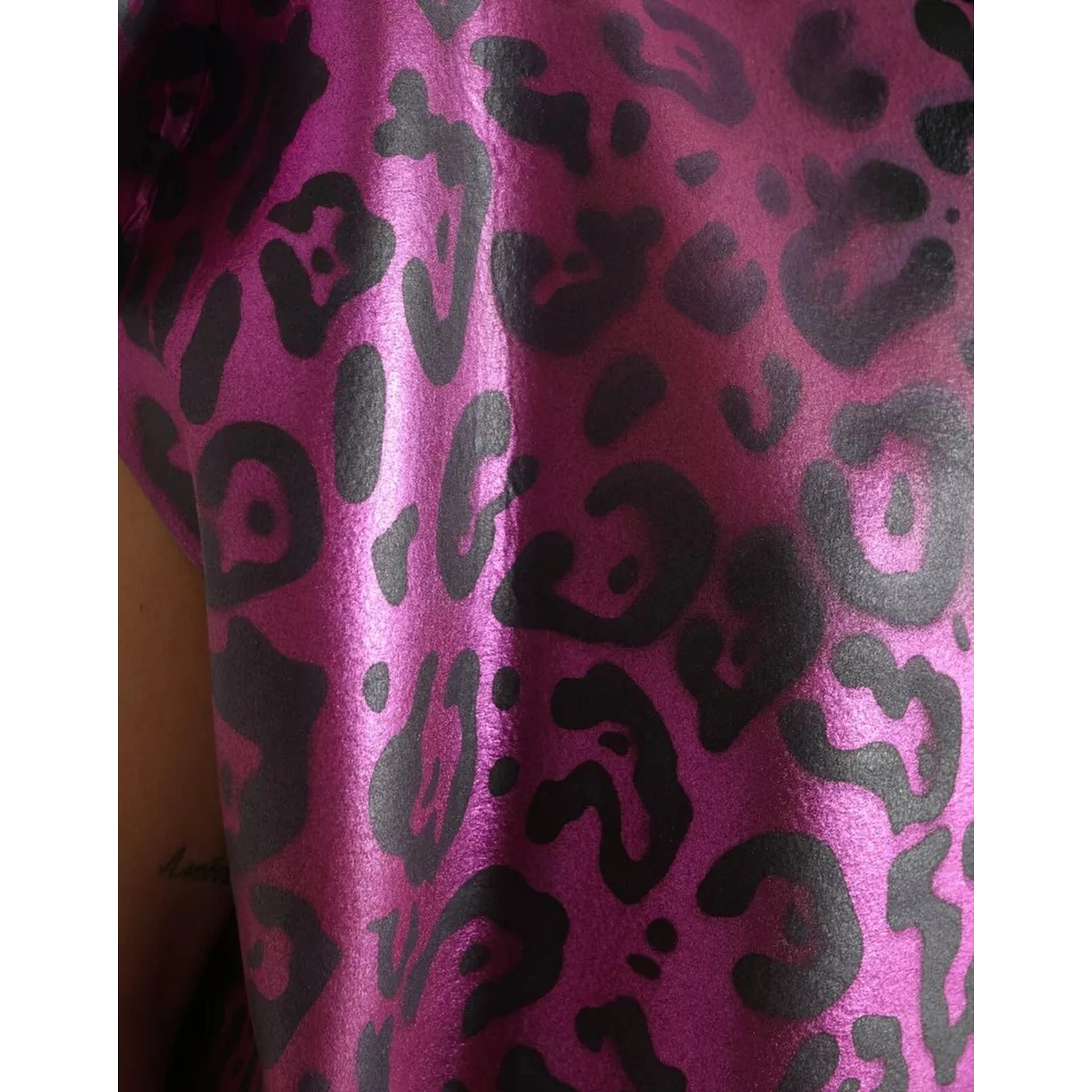 Pink Leopard Print Polyester Shift Midi Dress