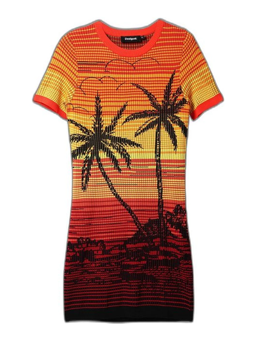 Red Viscose Midi Dress