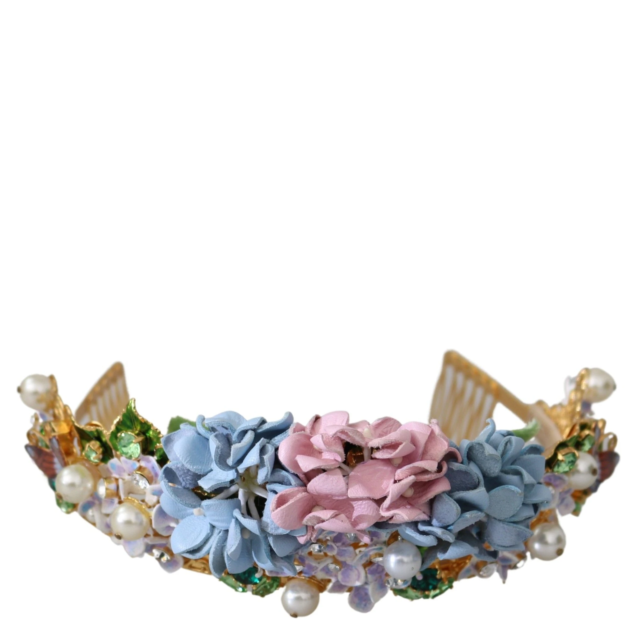 Gold Crystal Purple Hortensia Headband Crown Diadem