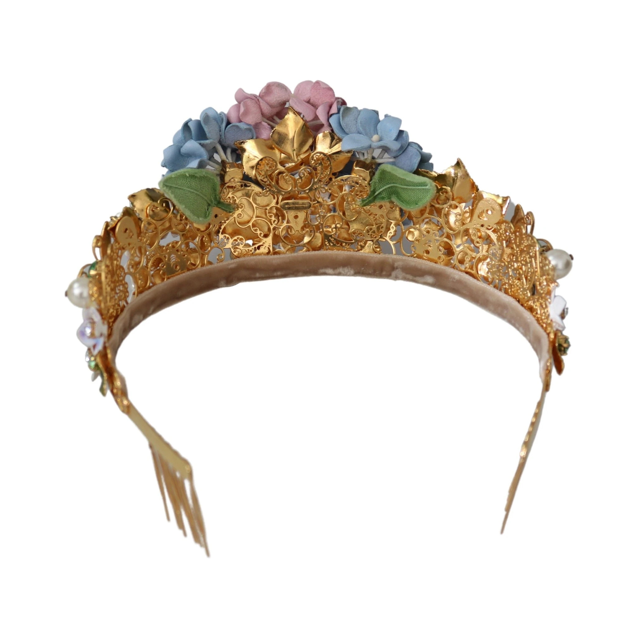 Gold Crystal Purple Hortensia Headband Crown Diadem