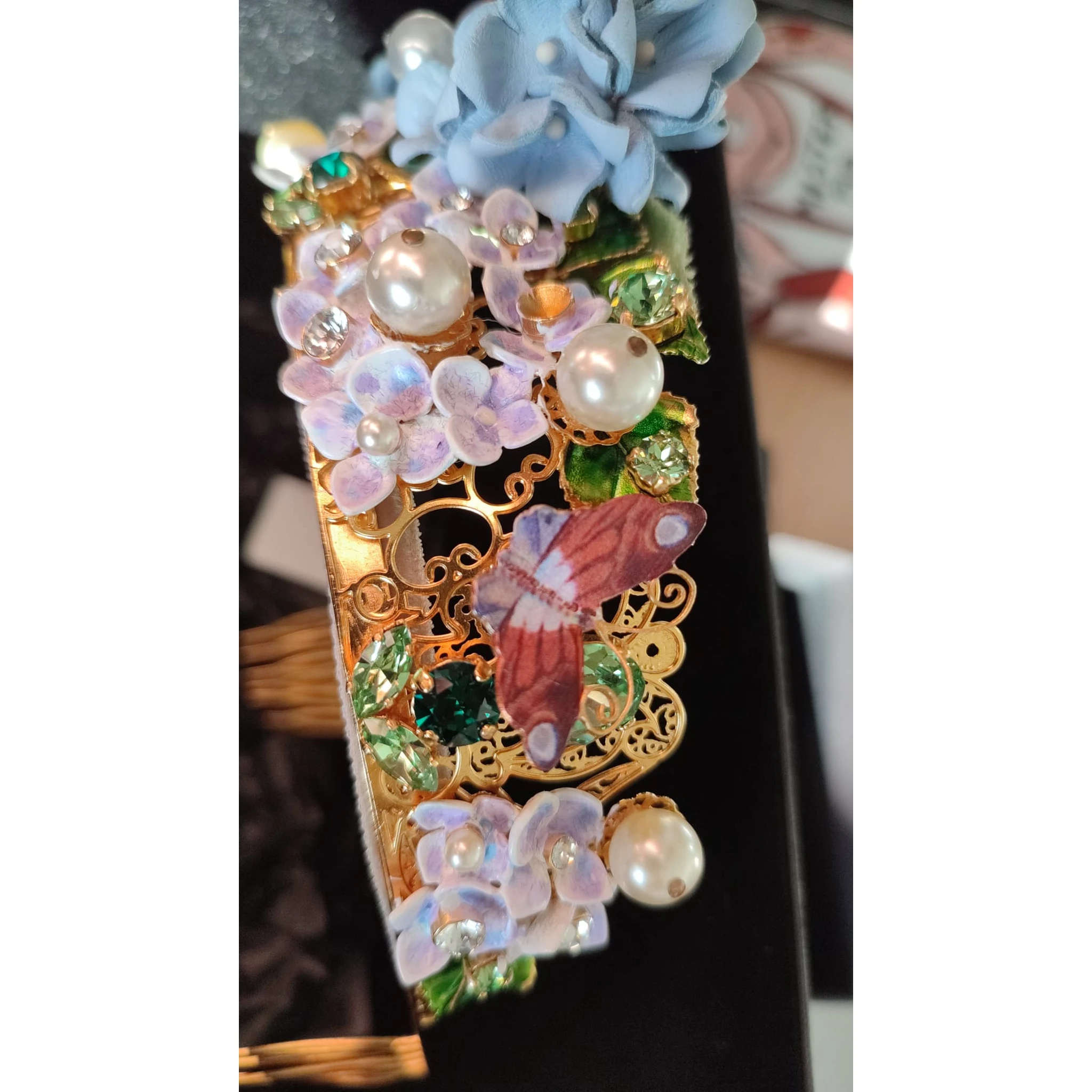 Gold Crystal Purple Hortensia Headband Crown Diadem