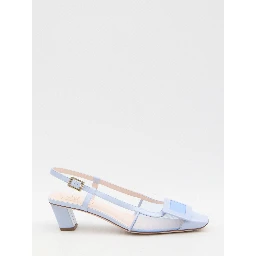 Mesh slingback pumps