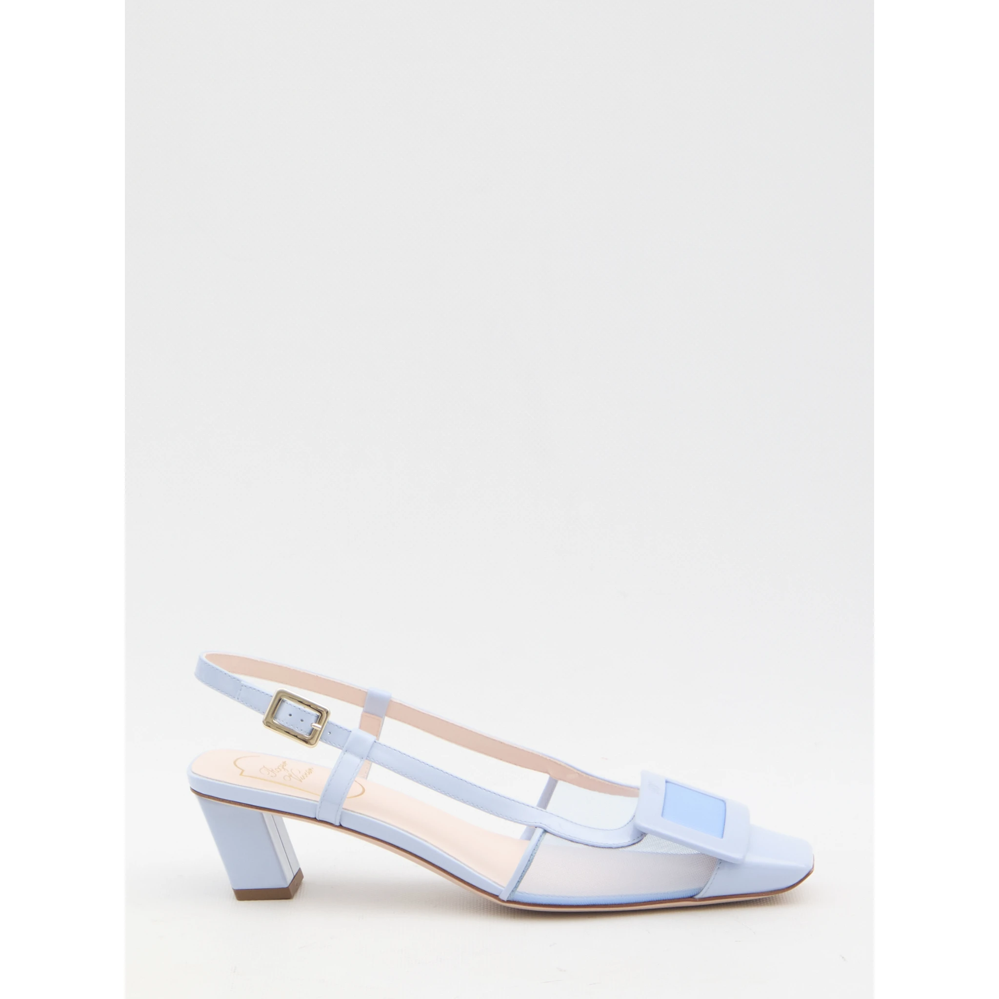 Mesh slingback pumps