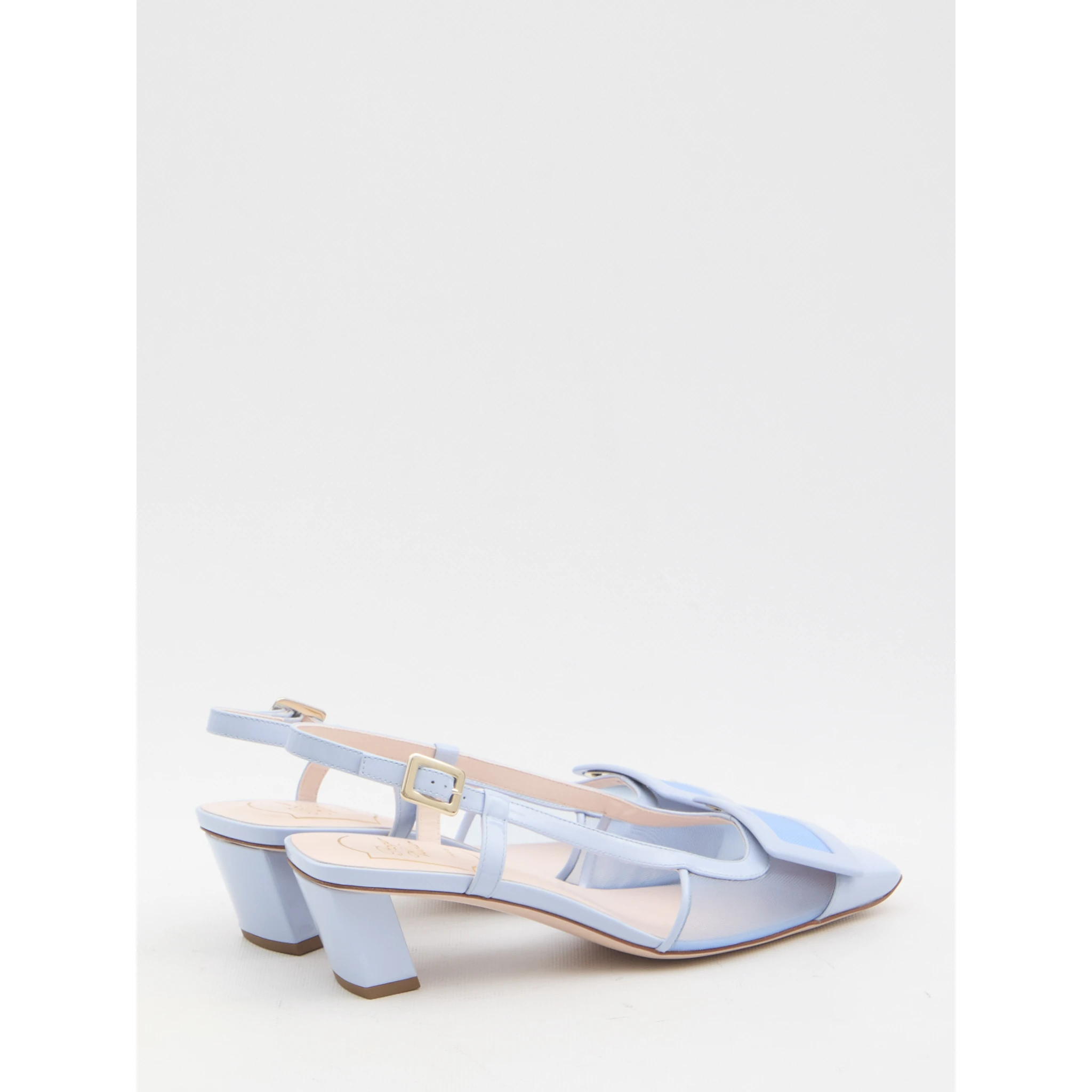 Mesh slingback pumps