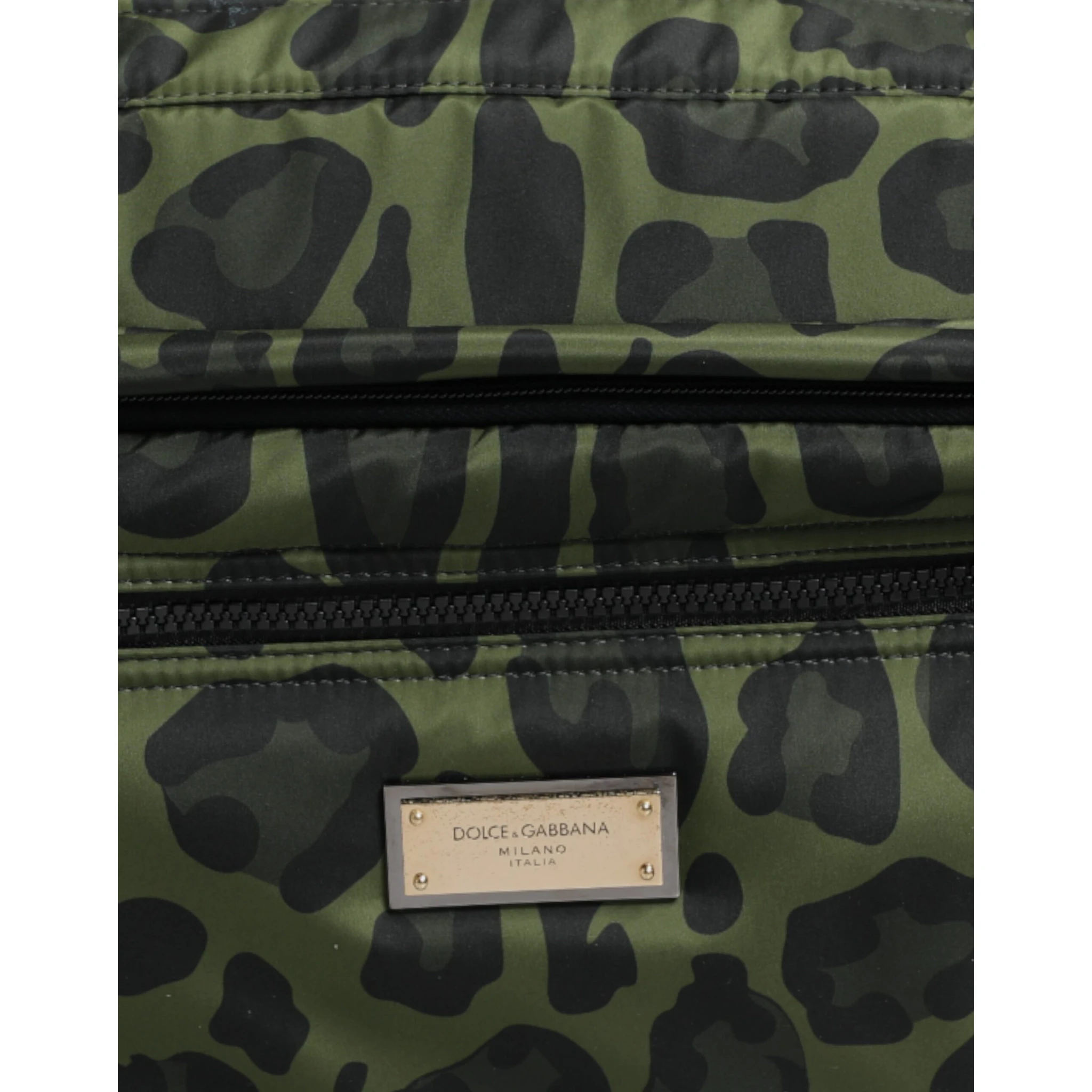 Green Polyester Leopard Print Shell Messenger Bag