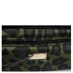 Green Polyester Leopard Print Shell Messenger Bag