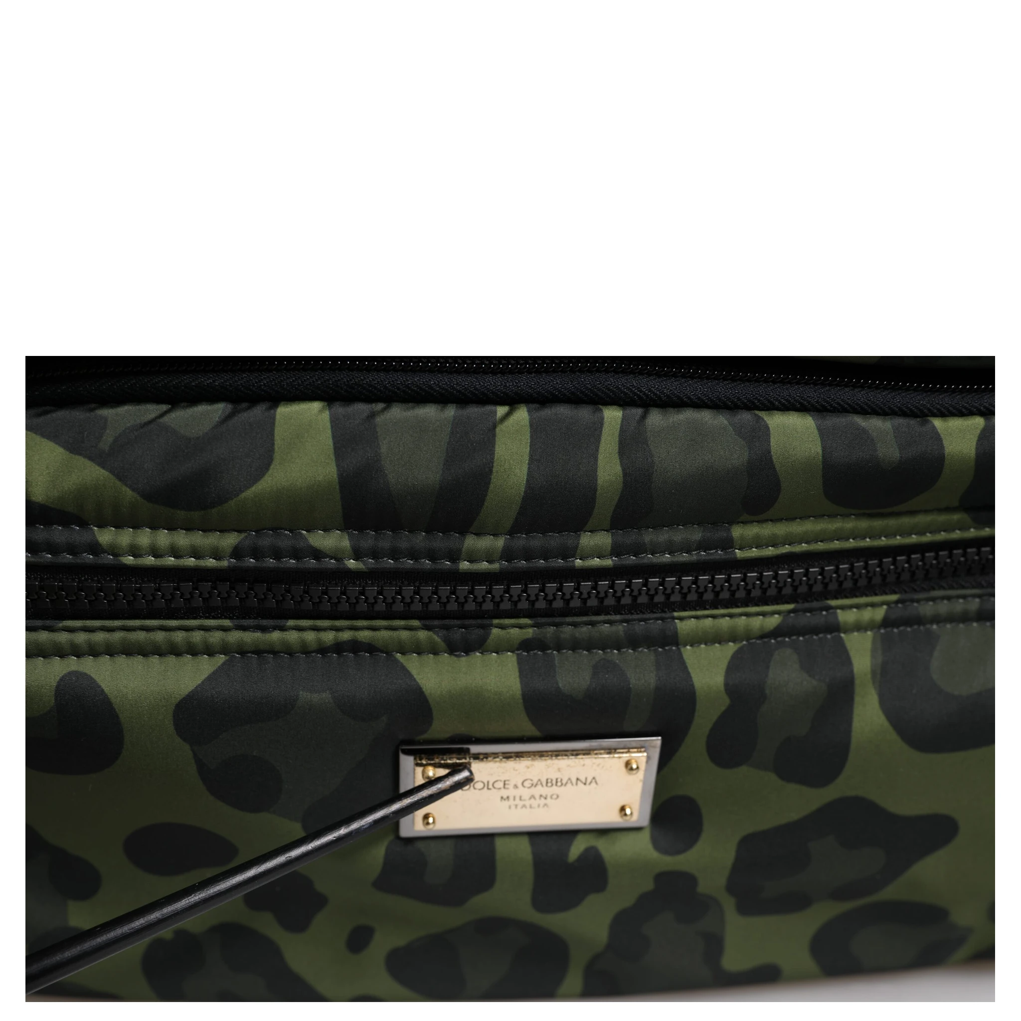 Green Polyester Leopard Print Shell Messenger Bag