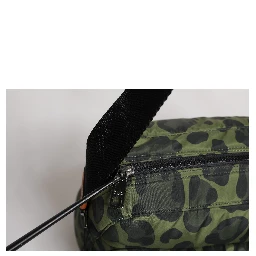 Green Polyester Leopard Print Shell Messenger Bag