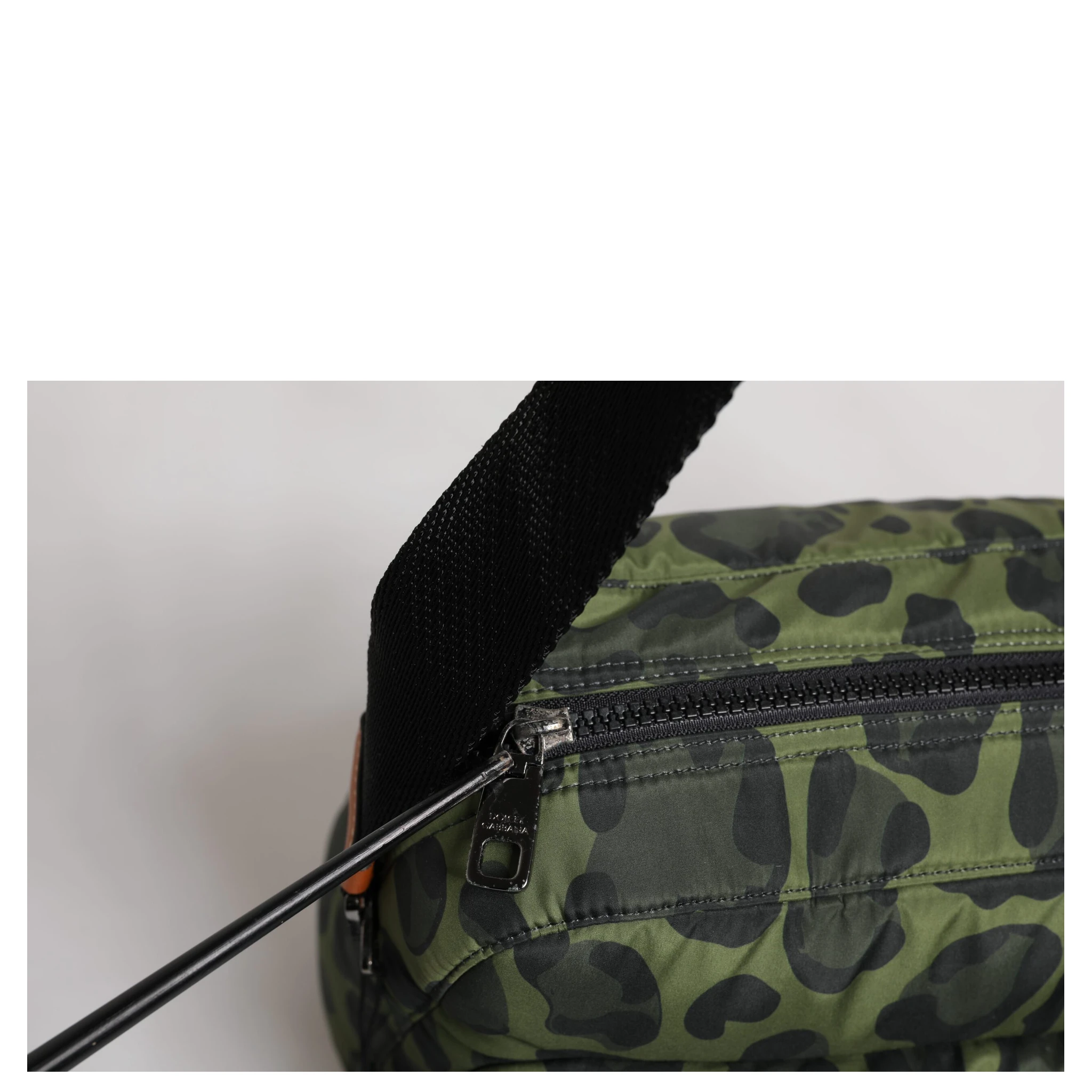 Green Polyester Leopard Print Shell Messenger Bag