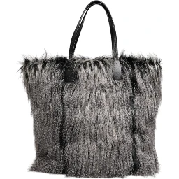 Black Oversize Faux Fur Shopping Tote Bag