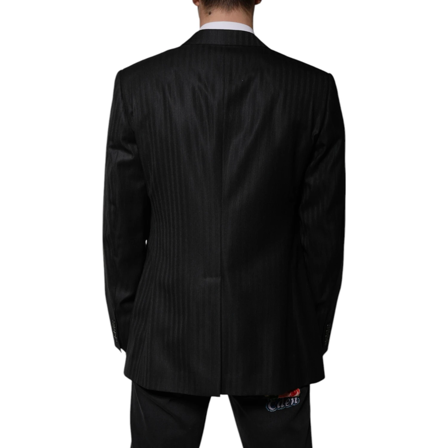 Black Stripe Wool Single Breasted Blazer