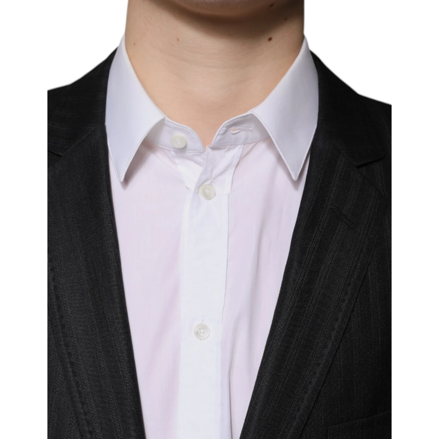 Black Stripe Wool Single Breasted Blazer