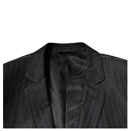 Black Stripe Wool Single Breasted Blazer
