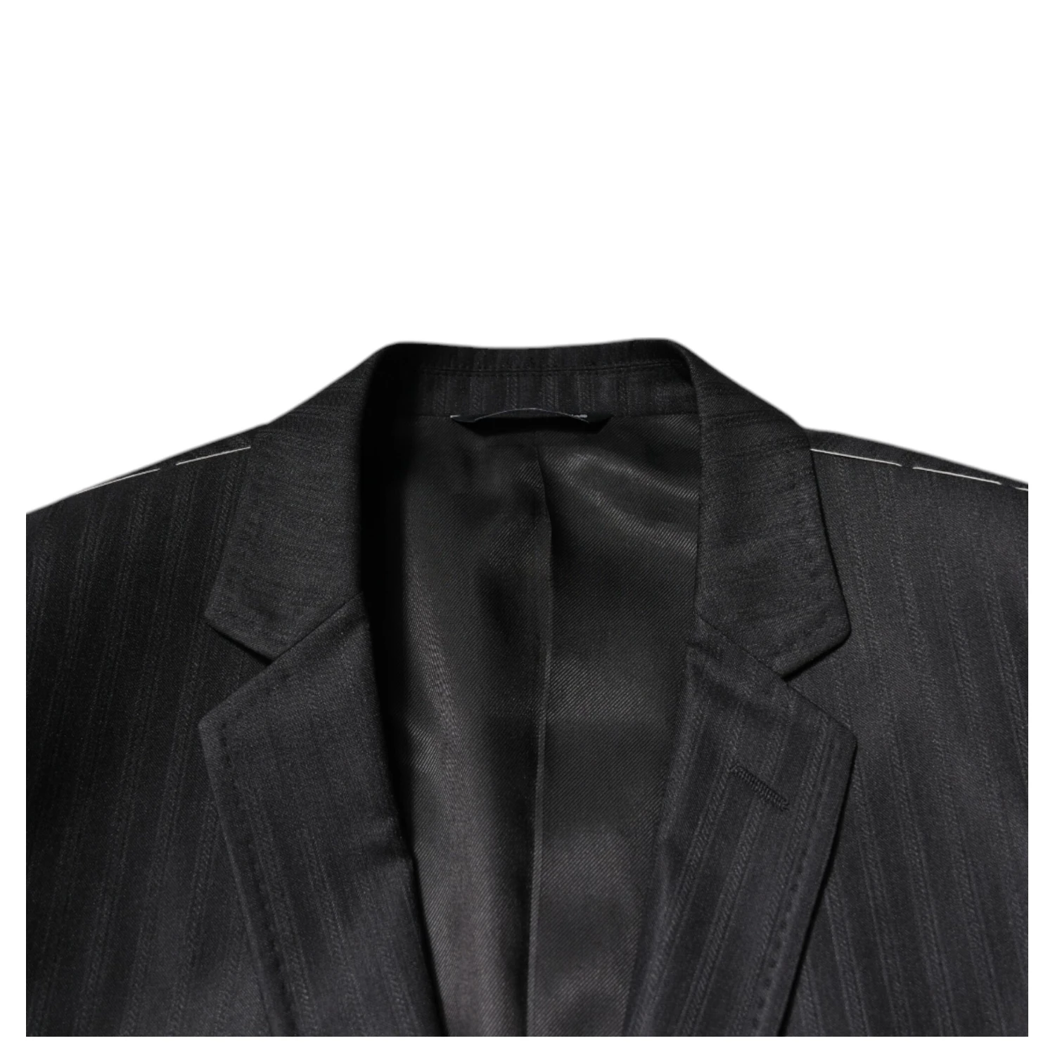 Black Stripe Wool Single Breasted Blazer