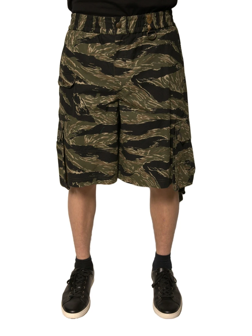 Black Gold Patterned Cotton Bermuda Shorts