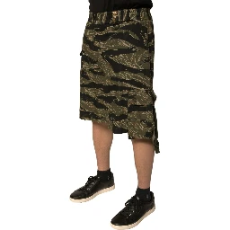 Black Gold Patterned Cotton Bermuda Shorts