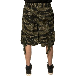 Black Gold Patterned Cotton Bermuda Shorts