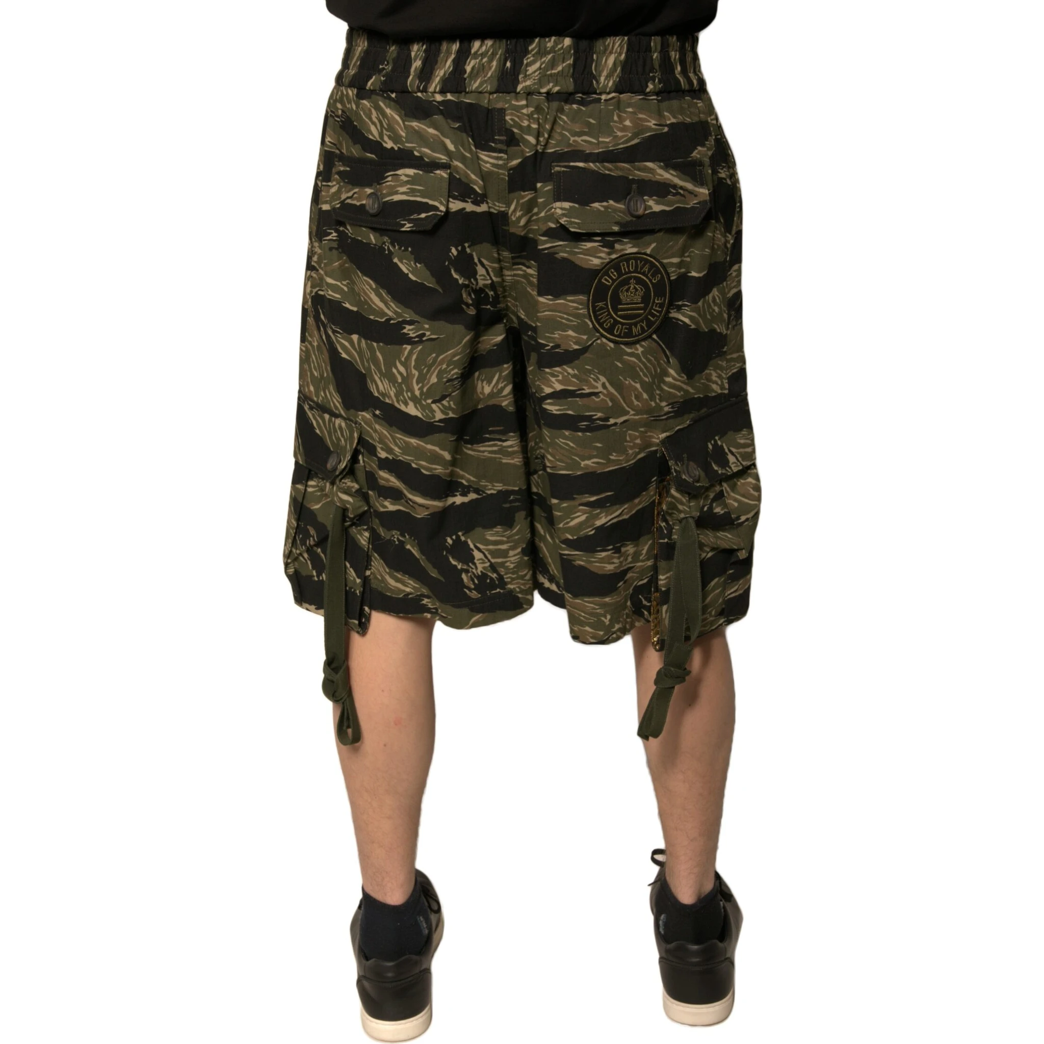 Black Gold Patterned Cotton Bermuda Shorts