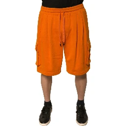 Orange Cotton Men Casual Cargo Bermuda Shorts