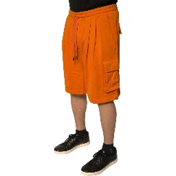 Orange Cotton Men Casual Cargo Bermuda Shorts