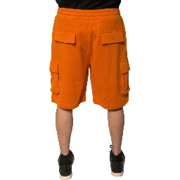 Orange Cotton Men Casual Cargo Bermuda Shorts