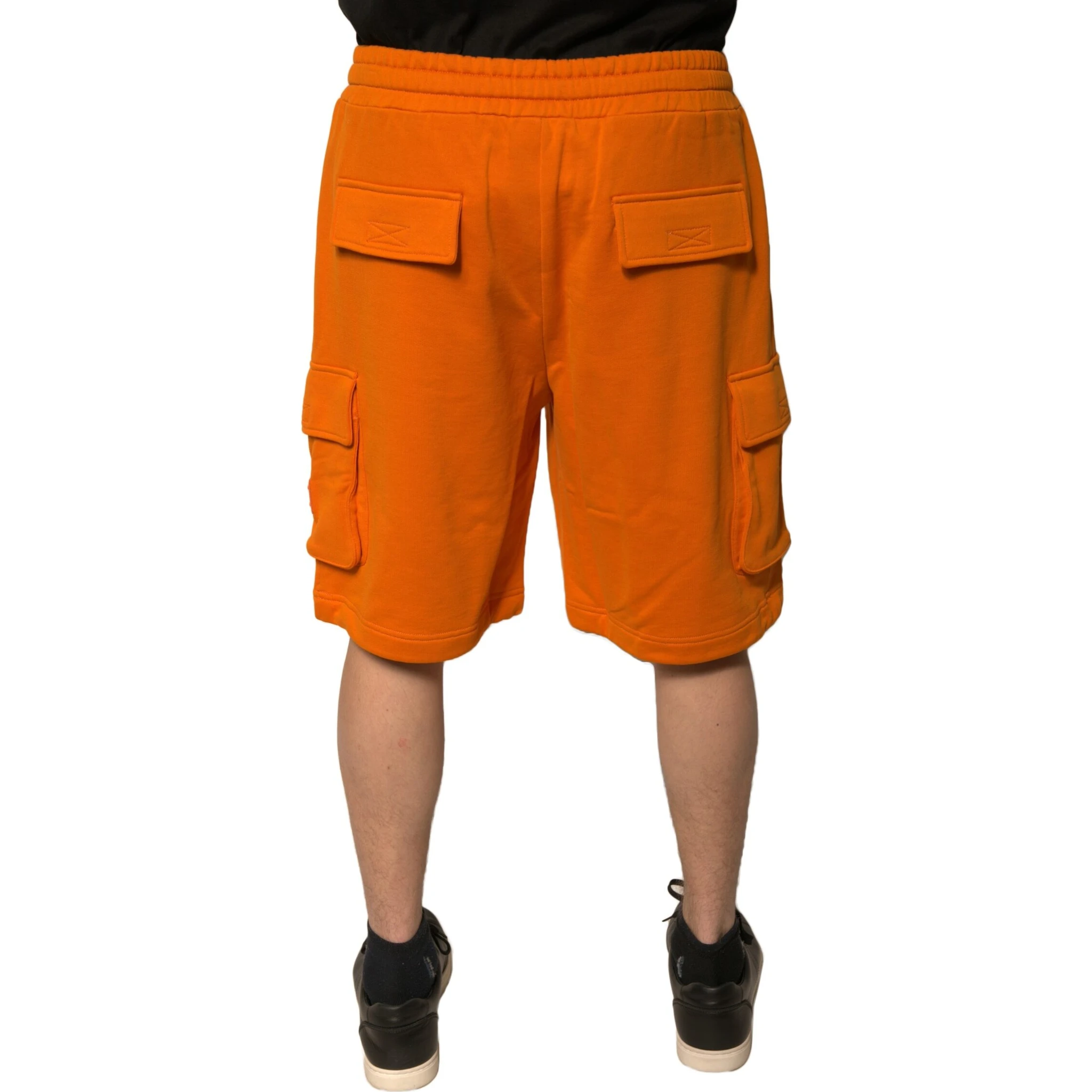 Orange Cotton Men Casual Cargo Bermuda Shorts