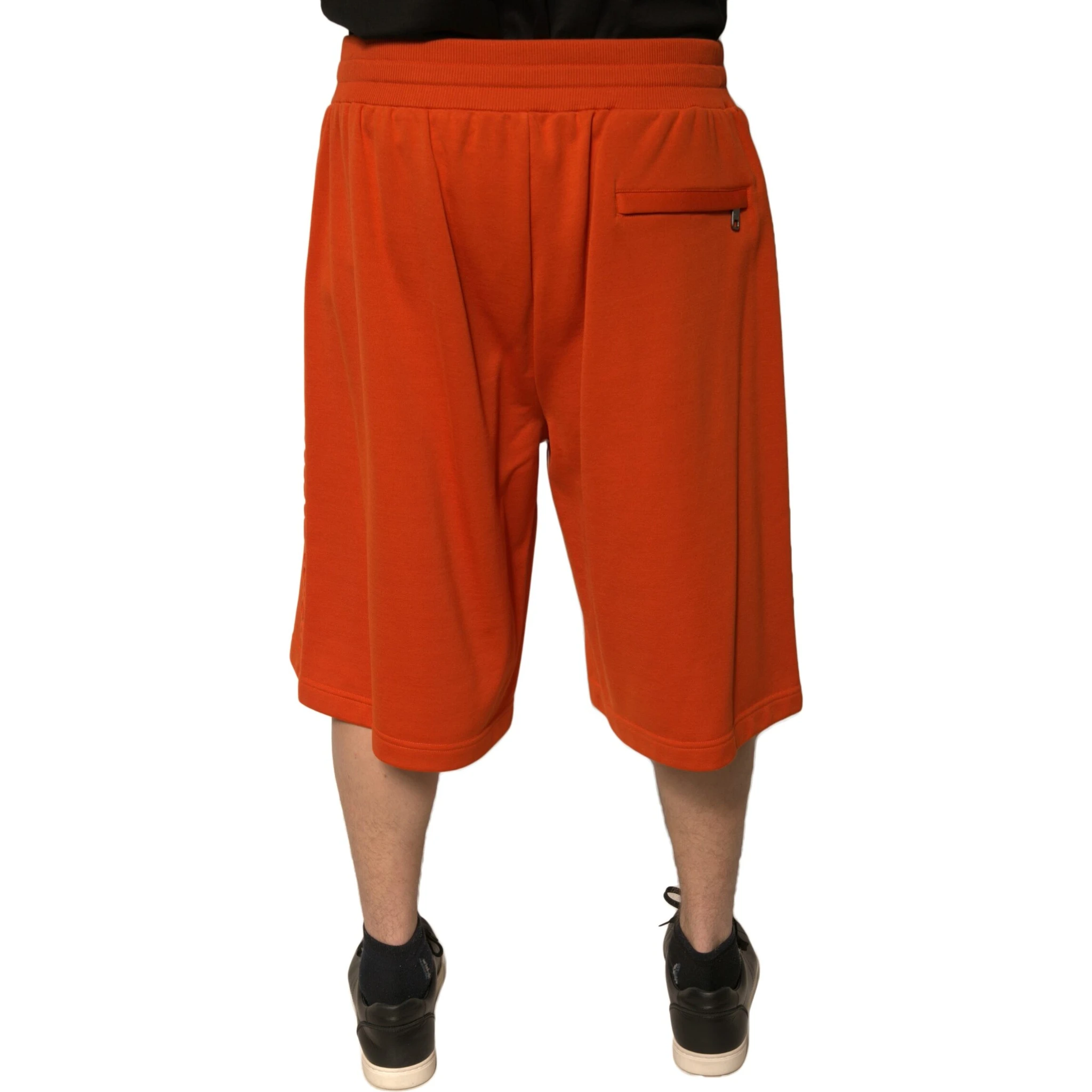 Orange Cotton Blend Men Bermuda Shorts